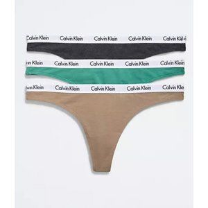 Women Calvin Klein Carousel 3-Pack Thong‎ Panty Cotton Stretch Size Large - NEW